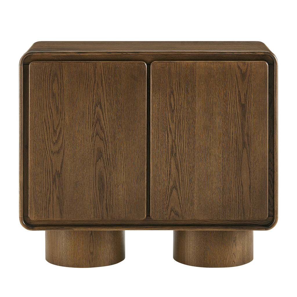 Lumo 2-Door Curved Wood Accent Cabinet - Walnut