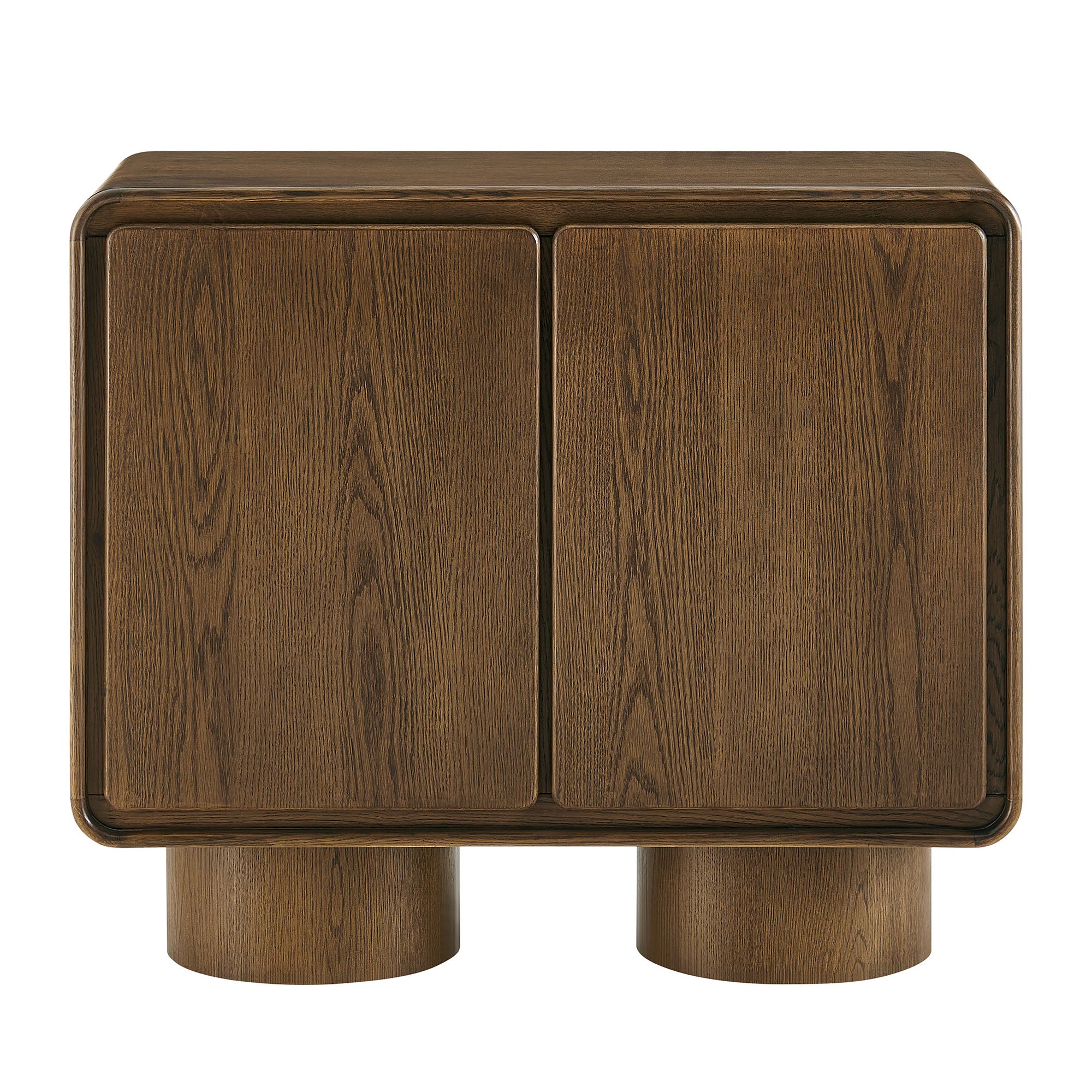 Lumo 2-Door Curved Wood Accent Cabinet - Walnut