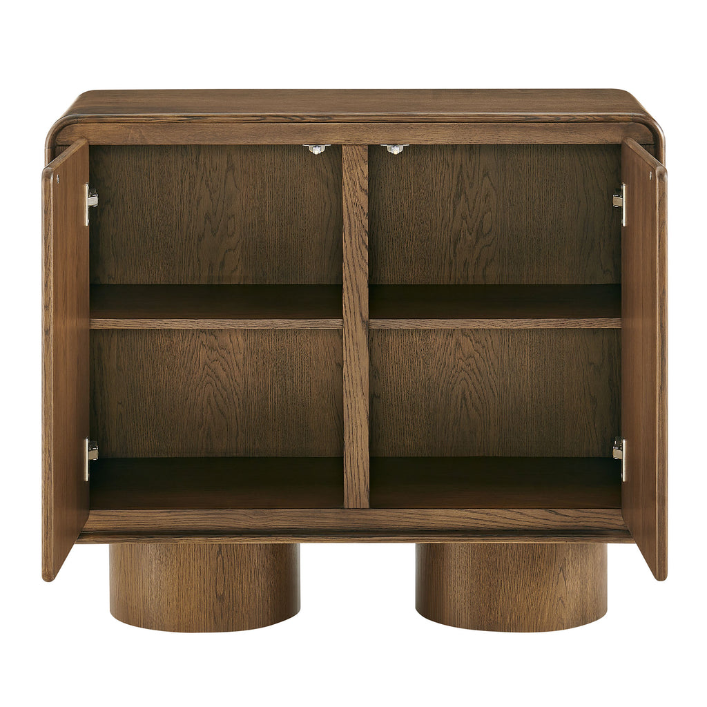Lumo 2-Door Curved Wood Accent Cabinet - Walnut
