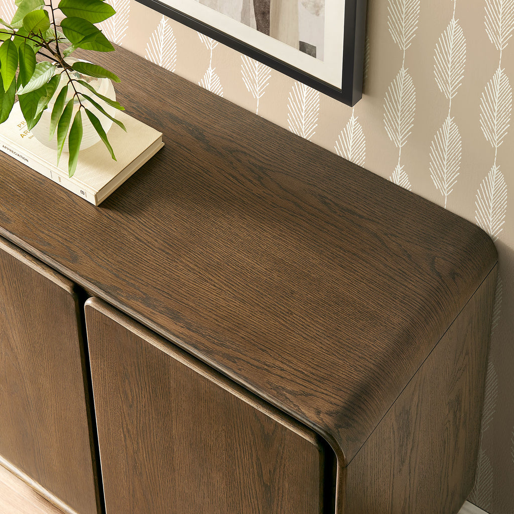 Lumo 2-Door Curved Wood Accent Cabinet - Walnut