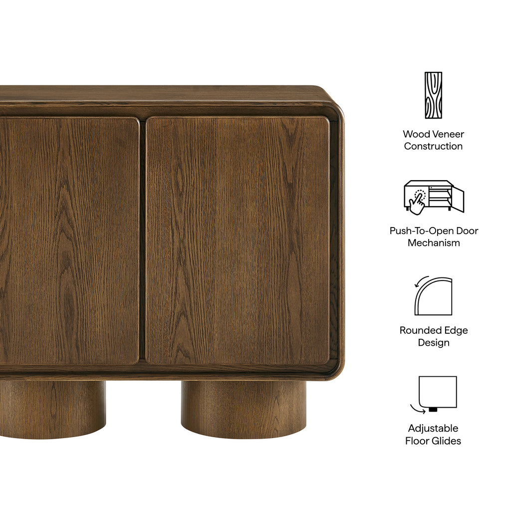 Lumo 2-Door Curved Wood Accent Cabinet - Walnut