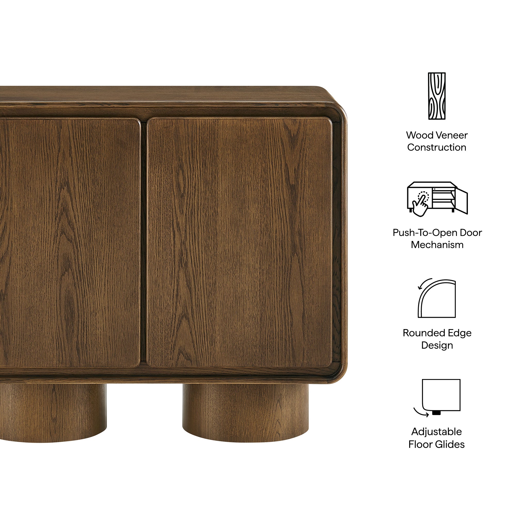 Lumo 2-Door Curved Wood Accent Cabinet - Walnut
