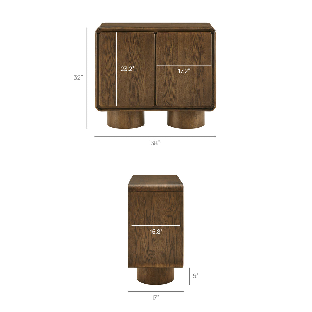 Lumo 2-Door Curved Wood Accent Cabinet - Walnut