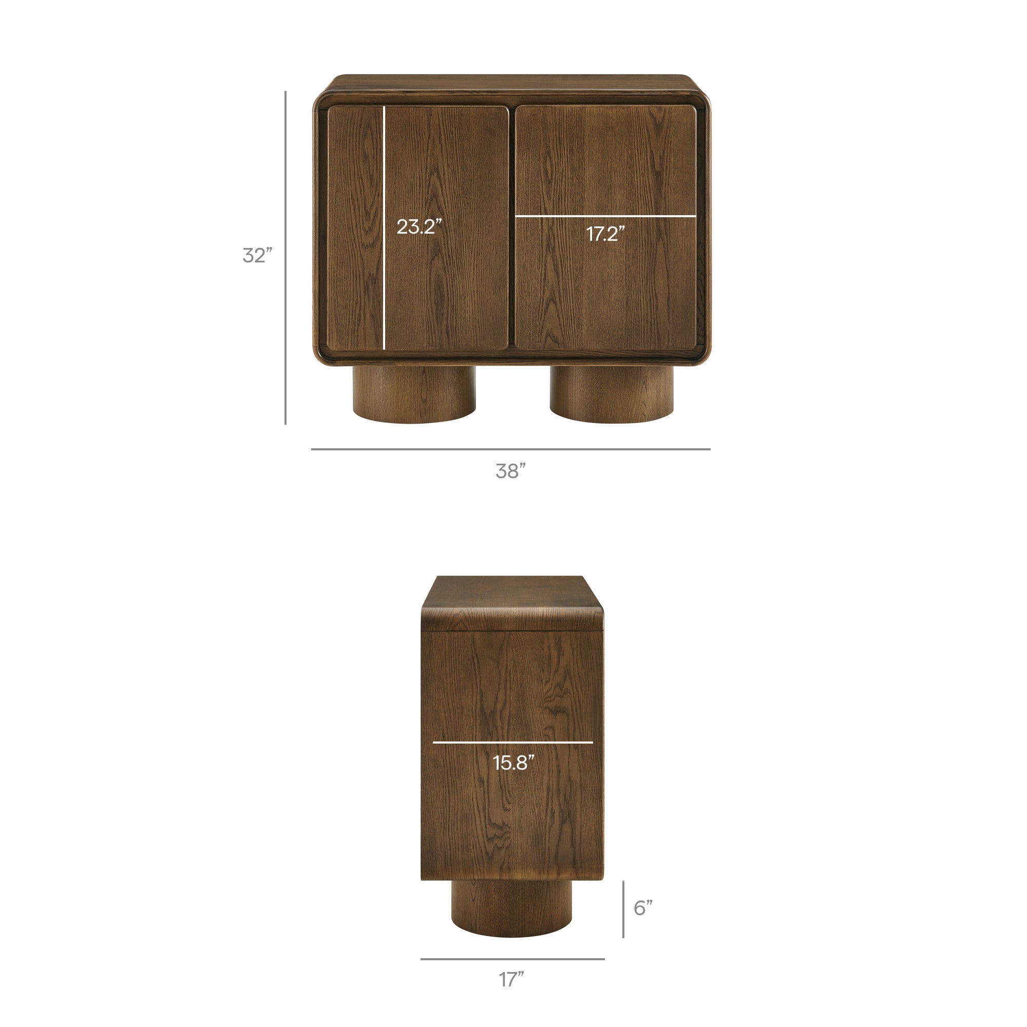 Lumo 2-Door Curved Wood Accent Cabinet - Walnut