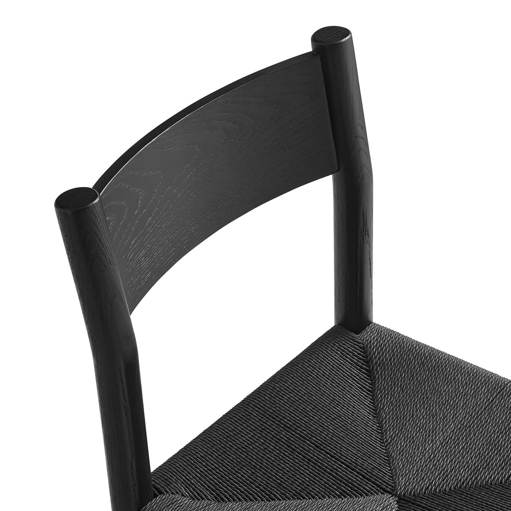 Alvia Oak Wood Dining Side Chair With Woven Seat - Black