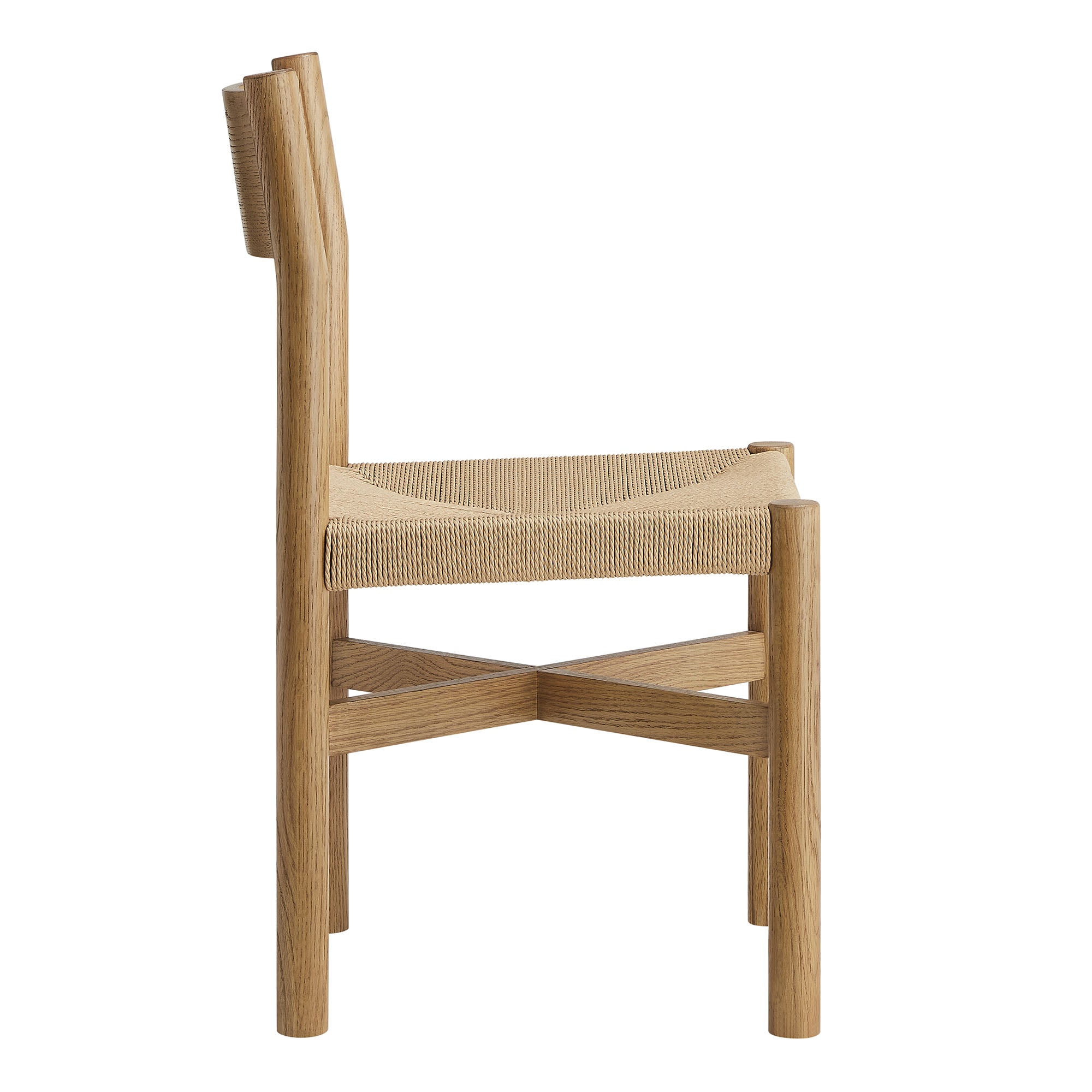 Alvia Oak Wood Dining Side Chair With Woven Seat - Weathered Oak