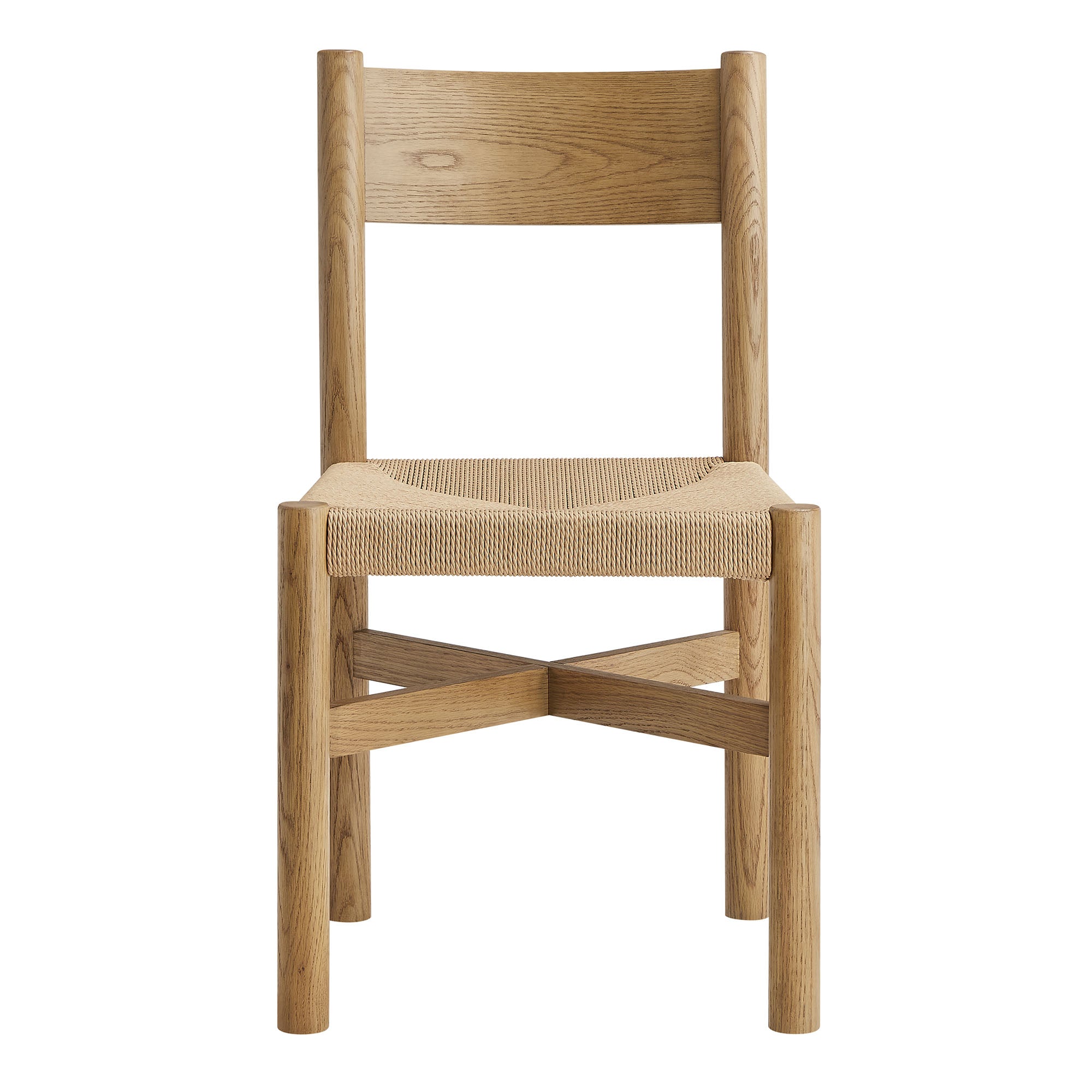 Alvia Oak Wood Dining Side Chair With Woven Seat - Weathered Oak