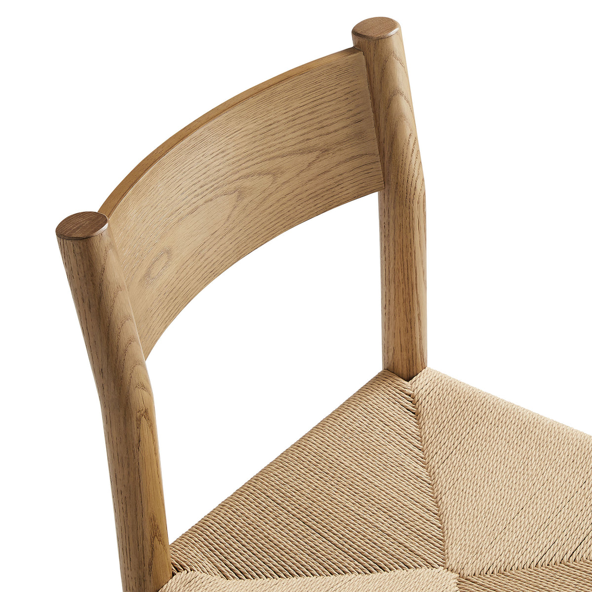 Alvia Oak Wood Dining Side Chair With Woven Seat - Weathered Oak