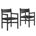 Alvia Oak Wood Dining Armchairs With Woven Seats Set of 2 - Black
