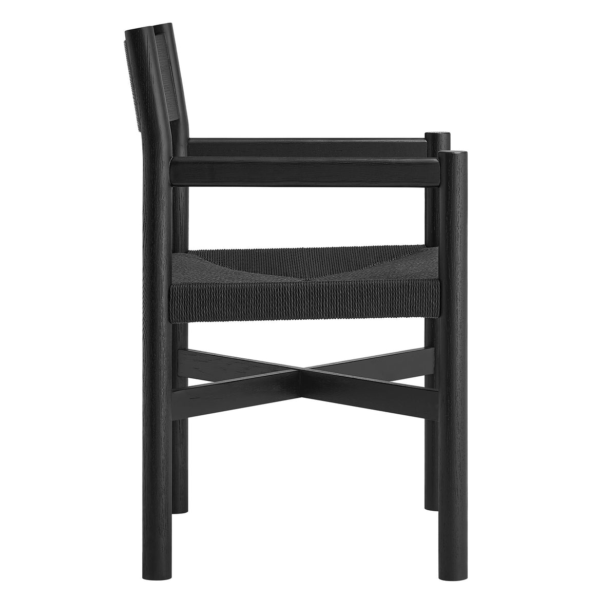 Alvia Oak Wood Dining Armchairs With Woven Seats Set of 2 - Black