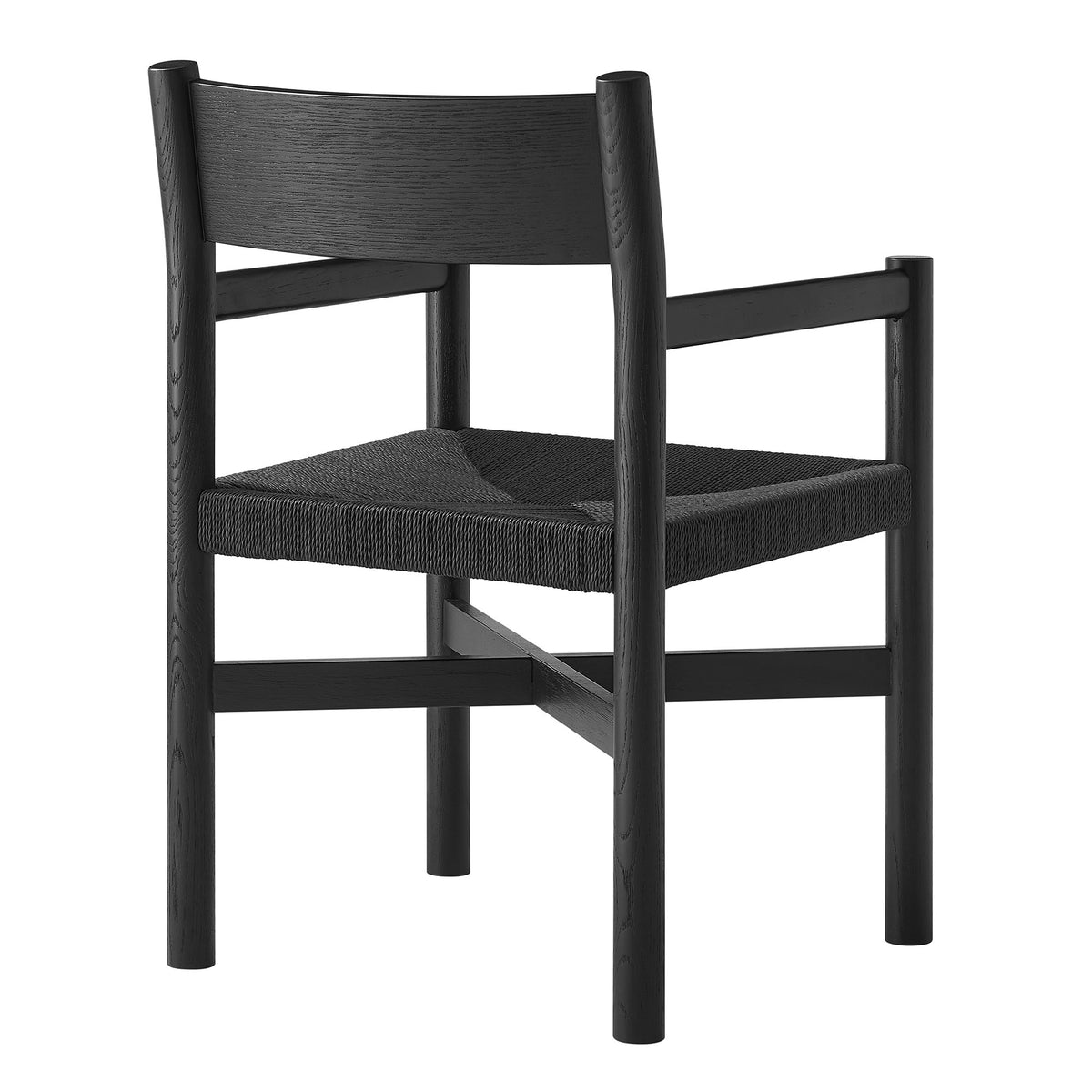 Alvia Oak Wood Dining Armchairs With Woven Seats Set of 2 - Black