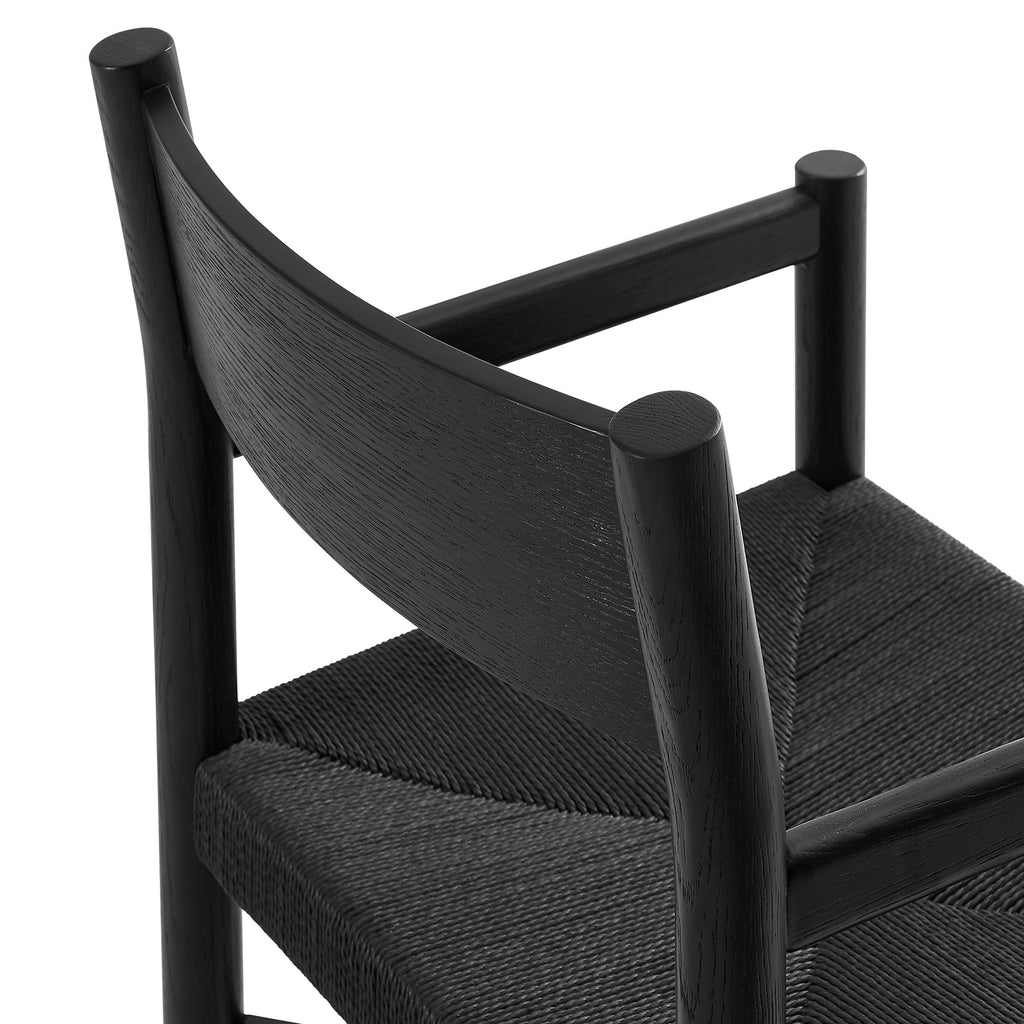 Alvia Oak Wood Dining Armchairs With Woven Seats Set of 2 - Black