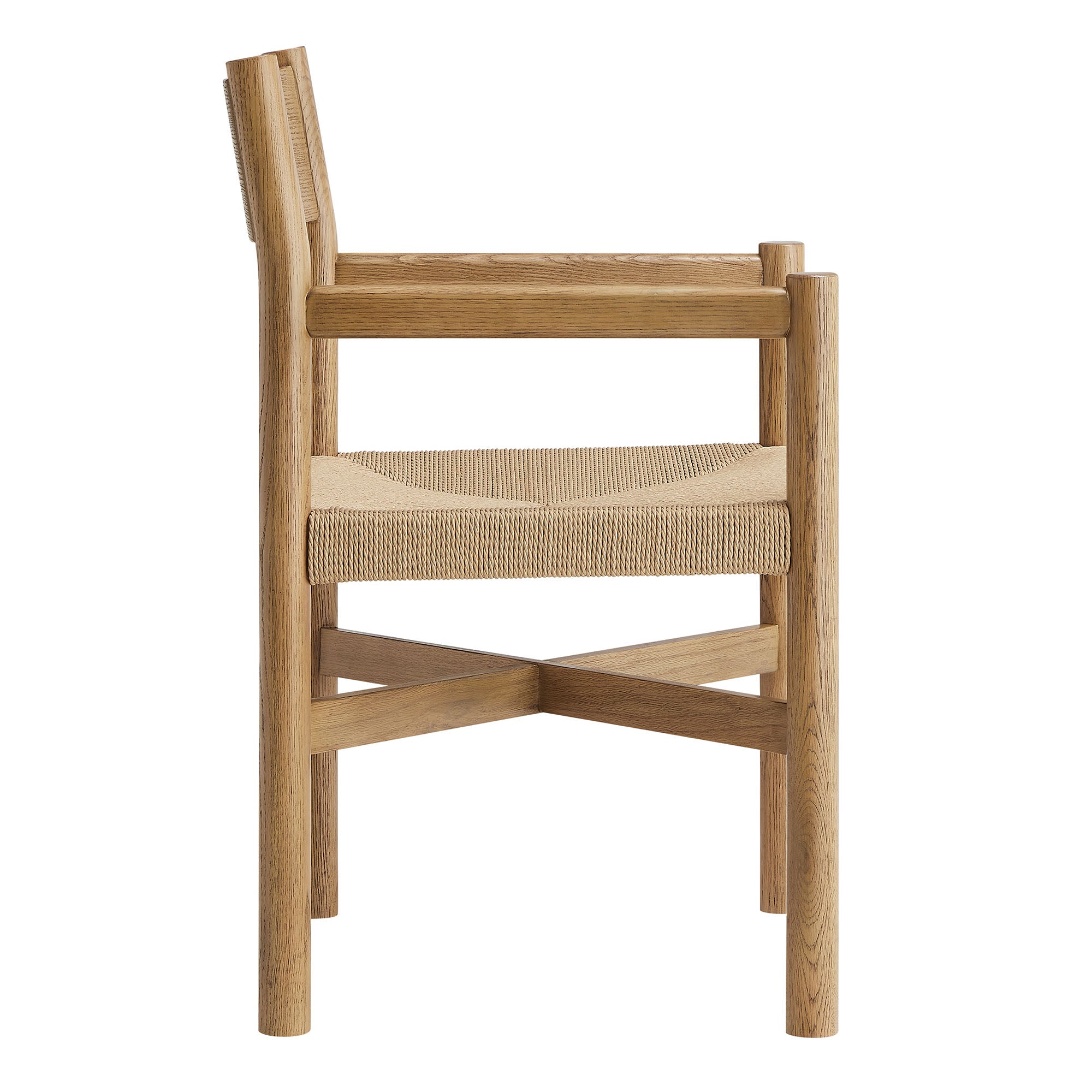 Alvia Oak Wood Dining Armchairs With Woven Seats Set of 2 - Weathered Oak