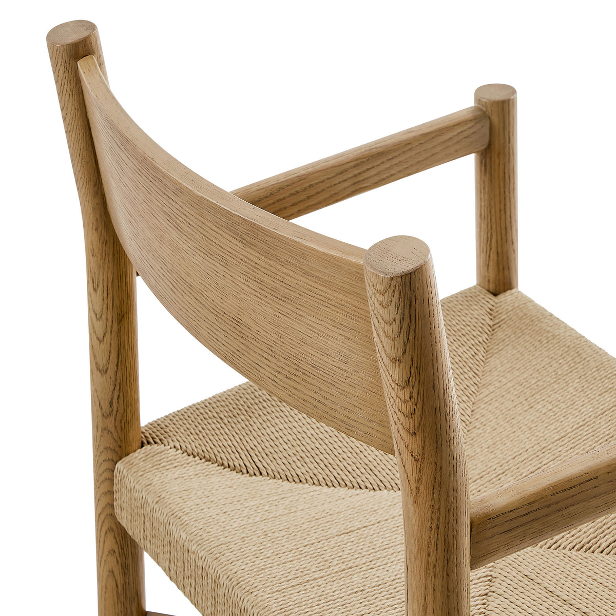 Alvia Oak Wood Dining Armchairs With Woven Seats Set of 2 - Weathered Oak