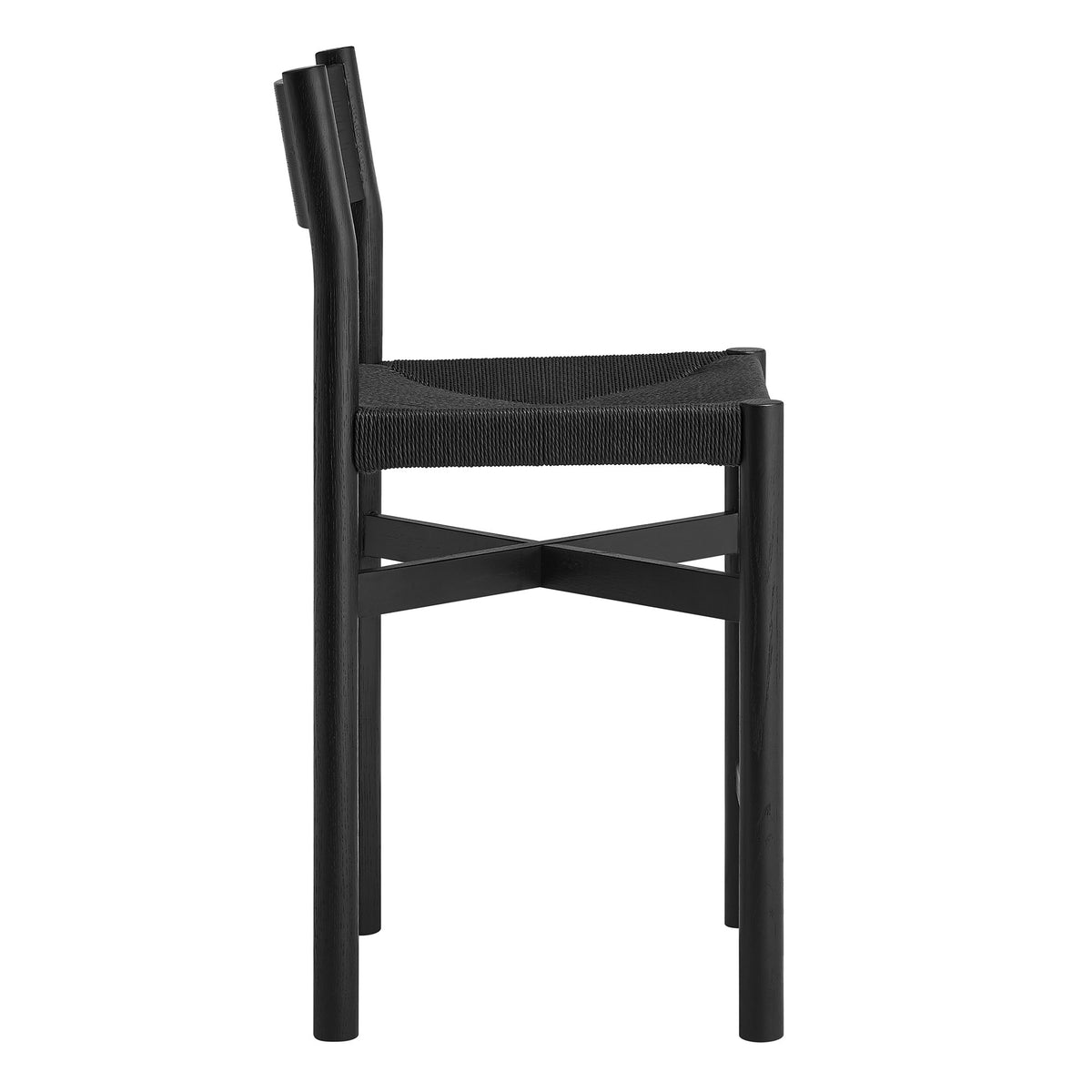 Alvia Oak Wood Counter Stools With Woven Seats Set of 2 - Black