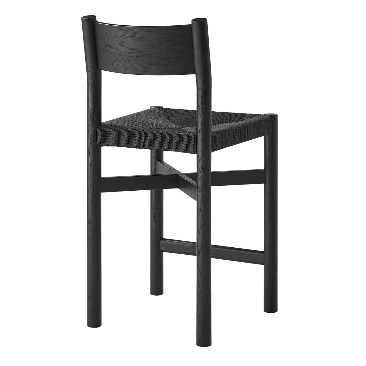 Alvia Oak Wood Counter Stools With Woven Seats Set of 2 - Black