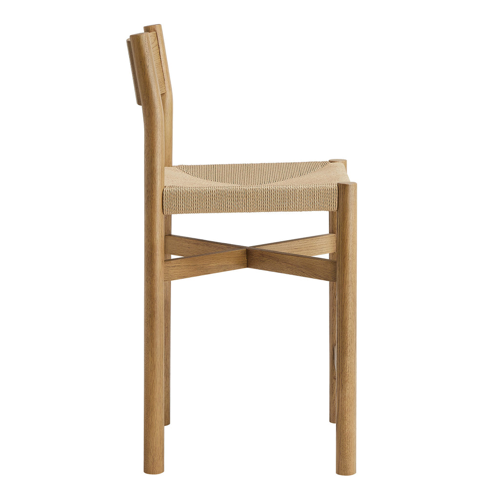 Alvia Oak Wood Counter Stools With Woven Seats Set of 2 - Weathered Oak