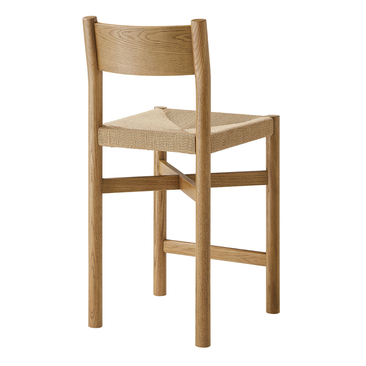 Alvia Oak Wood Counter Stools With Woven Seats Set of 2 - Weathered Oak