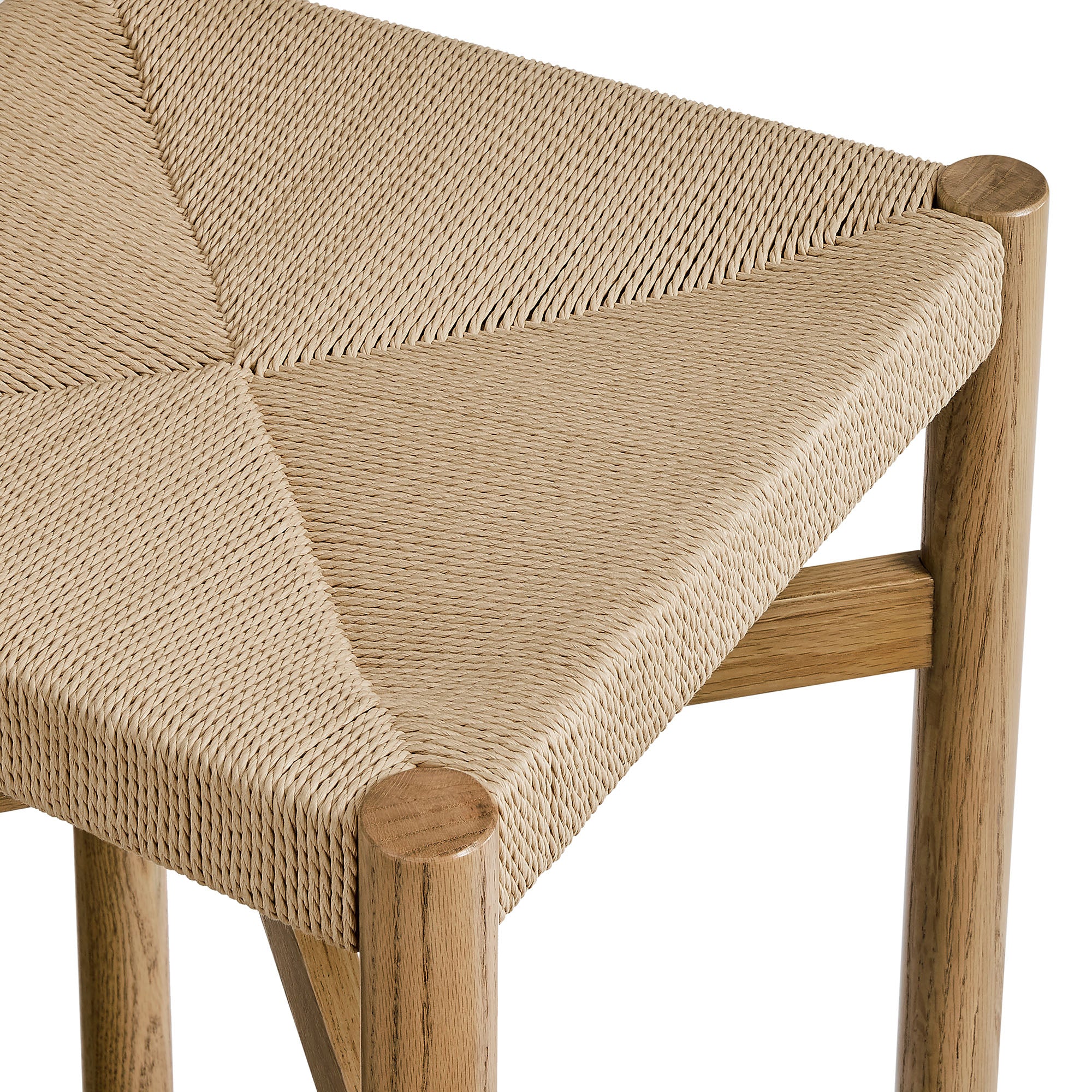 Alvia Oak Wood Counter Stools With Woven Seats Set of 2 - Weathered Oak