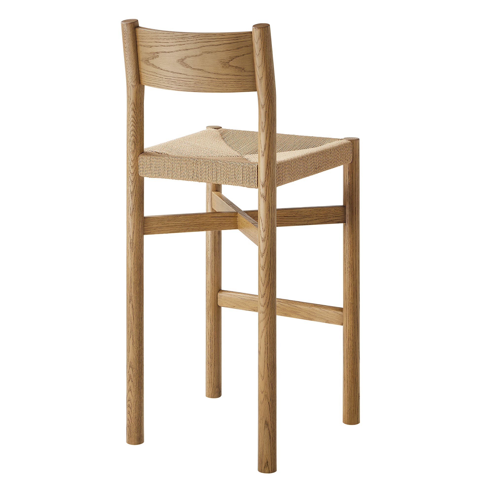 Alvia Oak Wood Bar Stools With Woven Seats Set of 2 - Weathered Oak