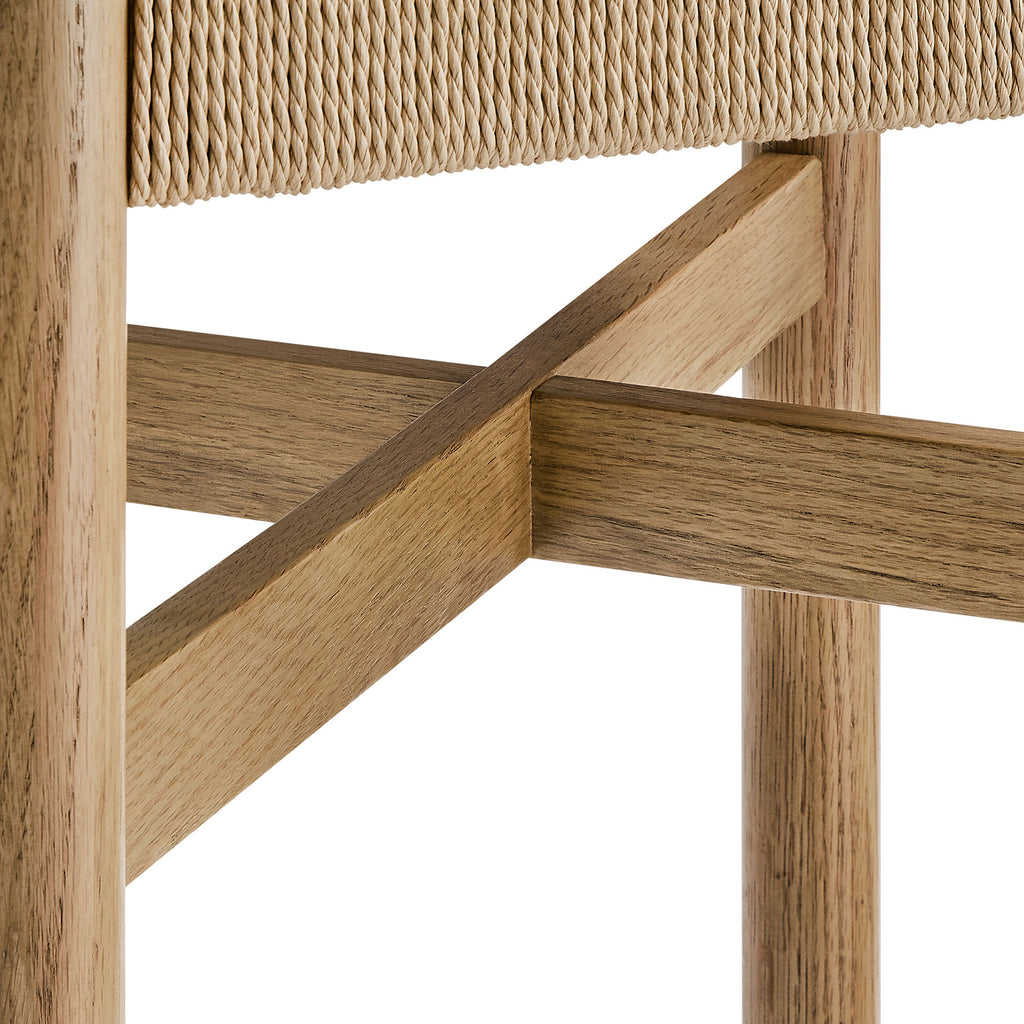 Alvia Oak Wood Bar Stools With Woven Seats Set of 2 - Weathered Oak