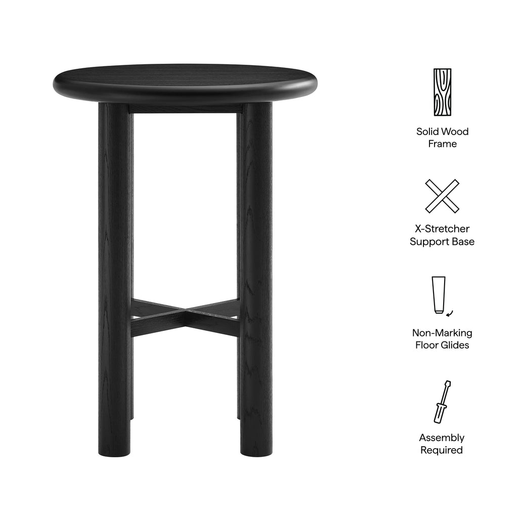 Alvia Round 30" Oak Wood Bar Table - Black