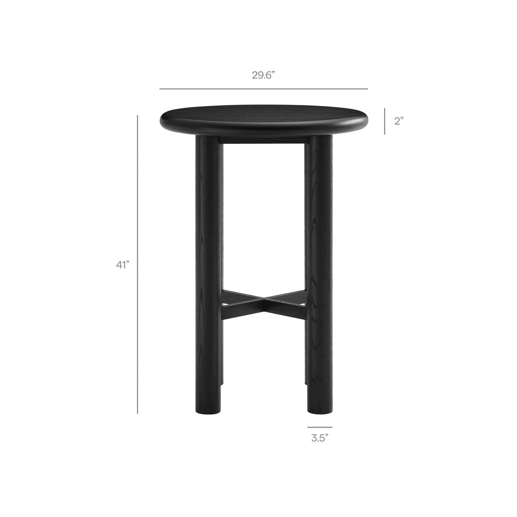 Alvia Round 30" Oak Wood Bar Table - Black