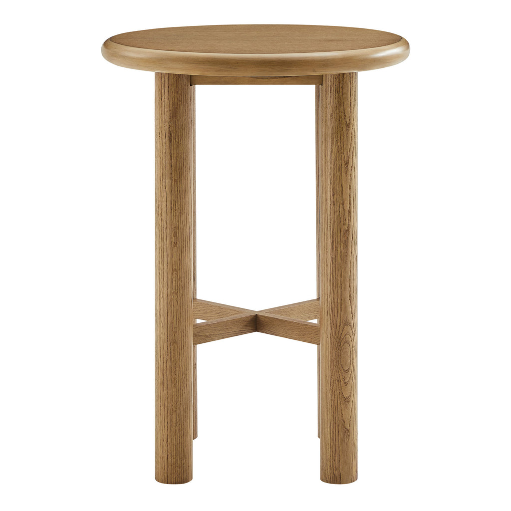 Alvia Round 30" Oak Wood Bar Table - Weathered Oak