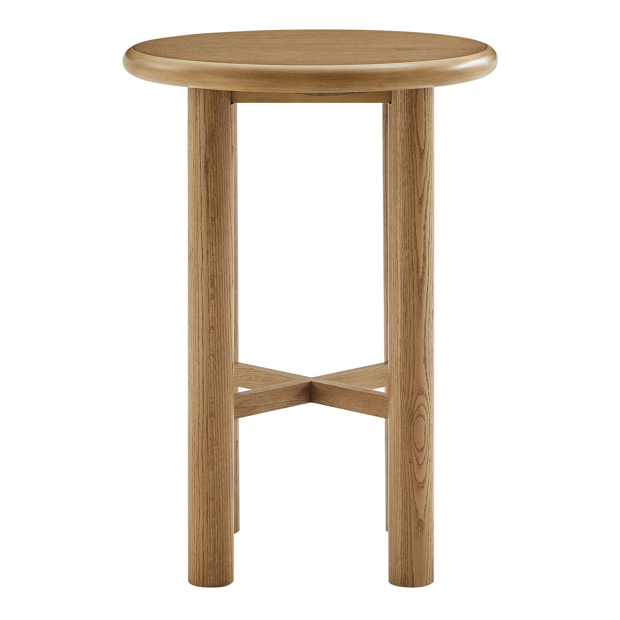Alvia Round 30" Oak Wood Bar Table - Weathered Oak