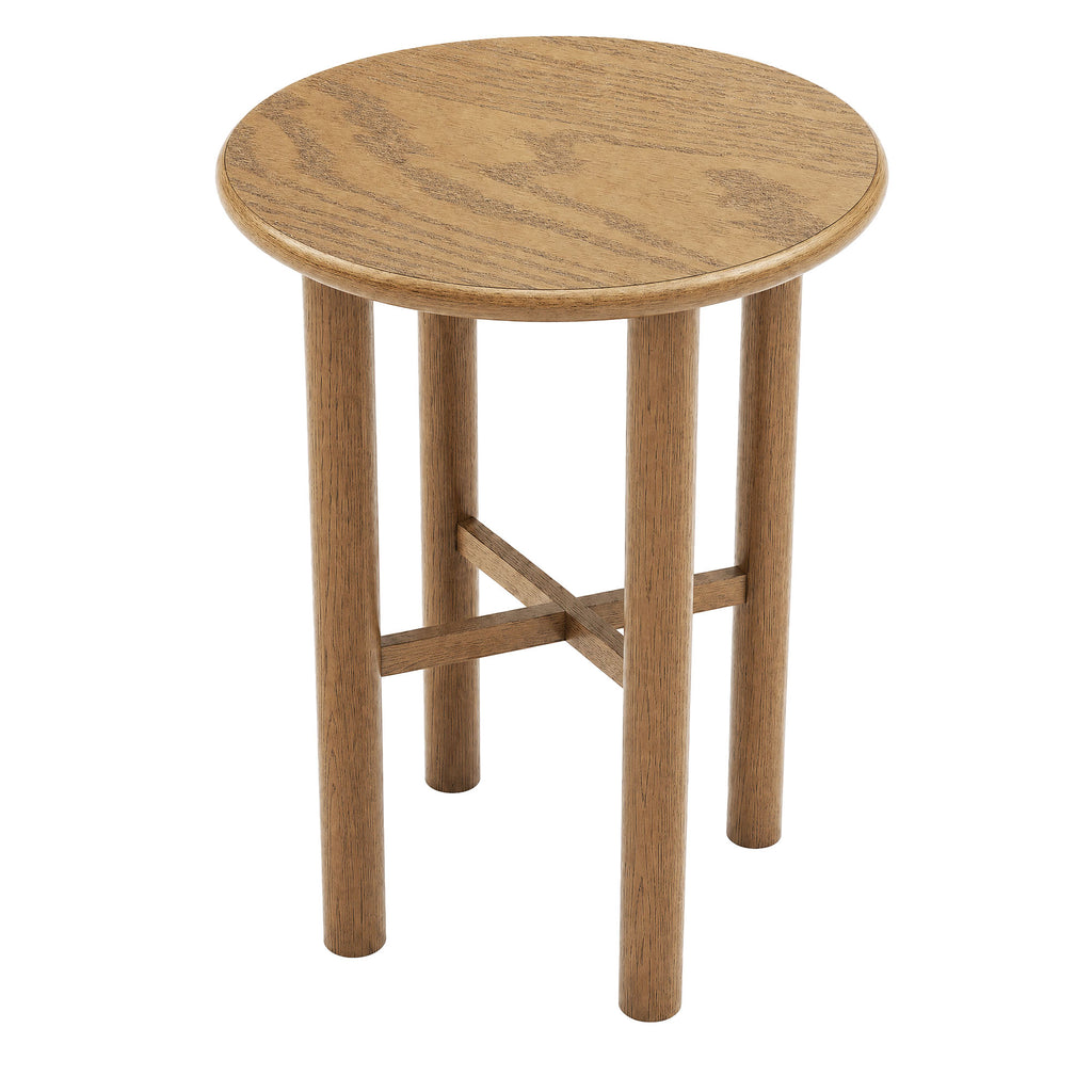 Alvia Round 30" Oak Wood Bar Table - Weathered Oak