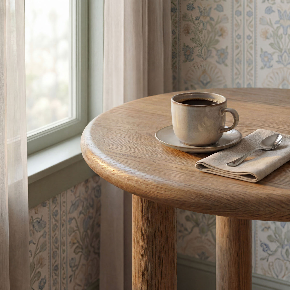 Alvia Round 30" Oak Wood Bar Table - Weathered Oak