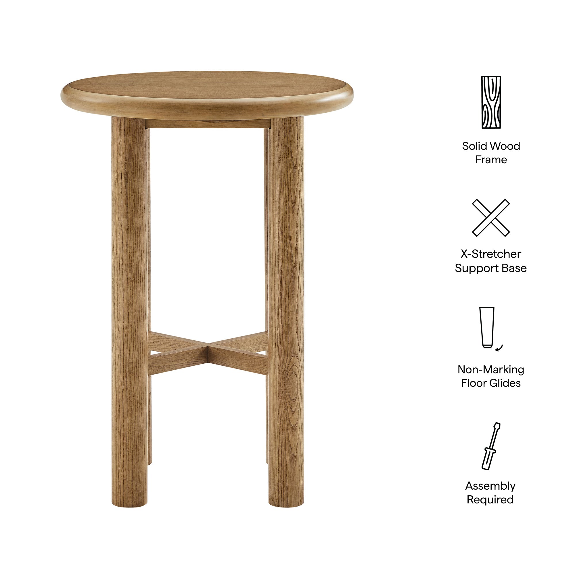 Alvia Round 30" Oak Wood Bar Table - Weathered Oak