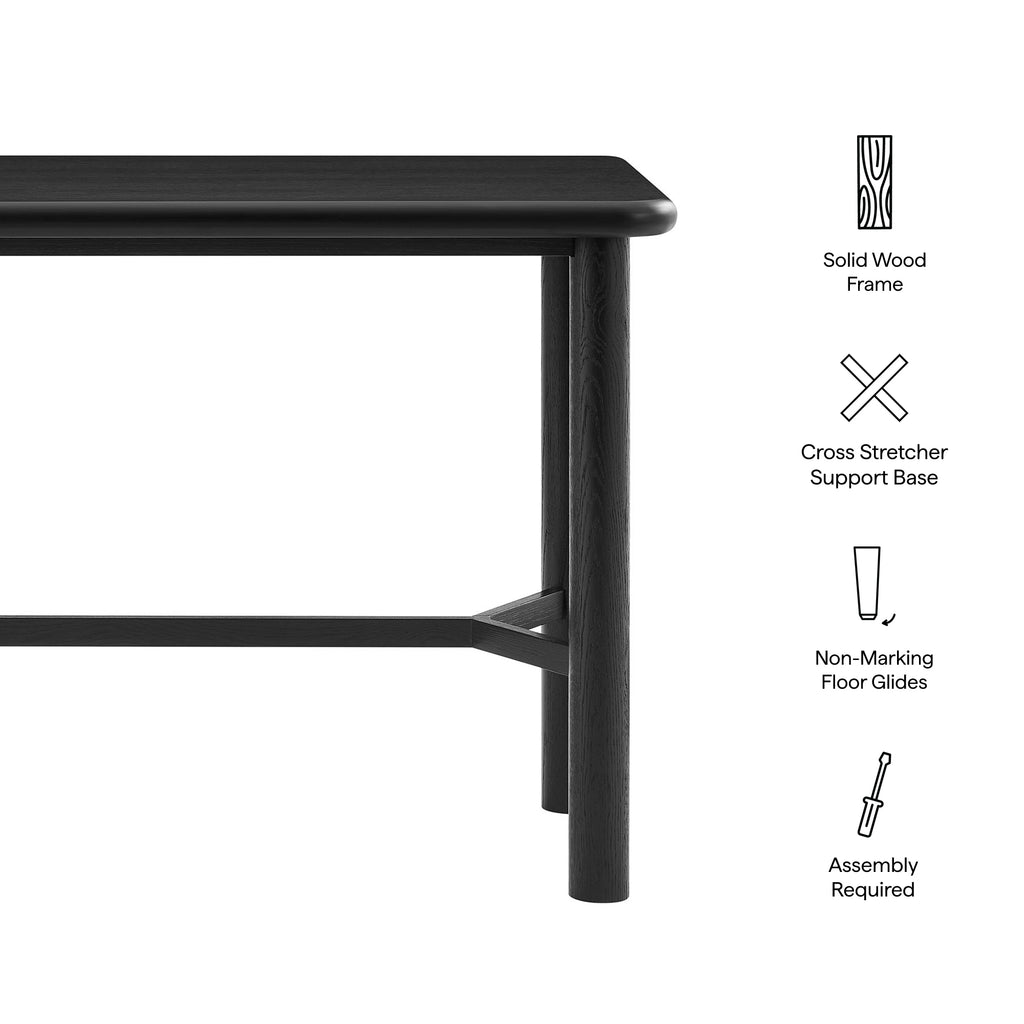 Alvia Rectangular 60" Oak Wood Bar Table - Black