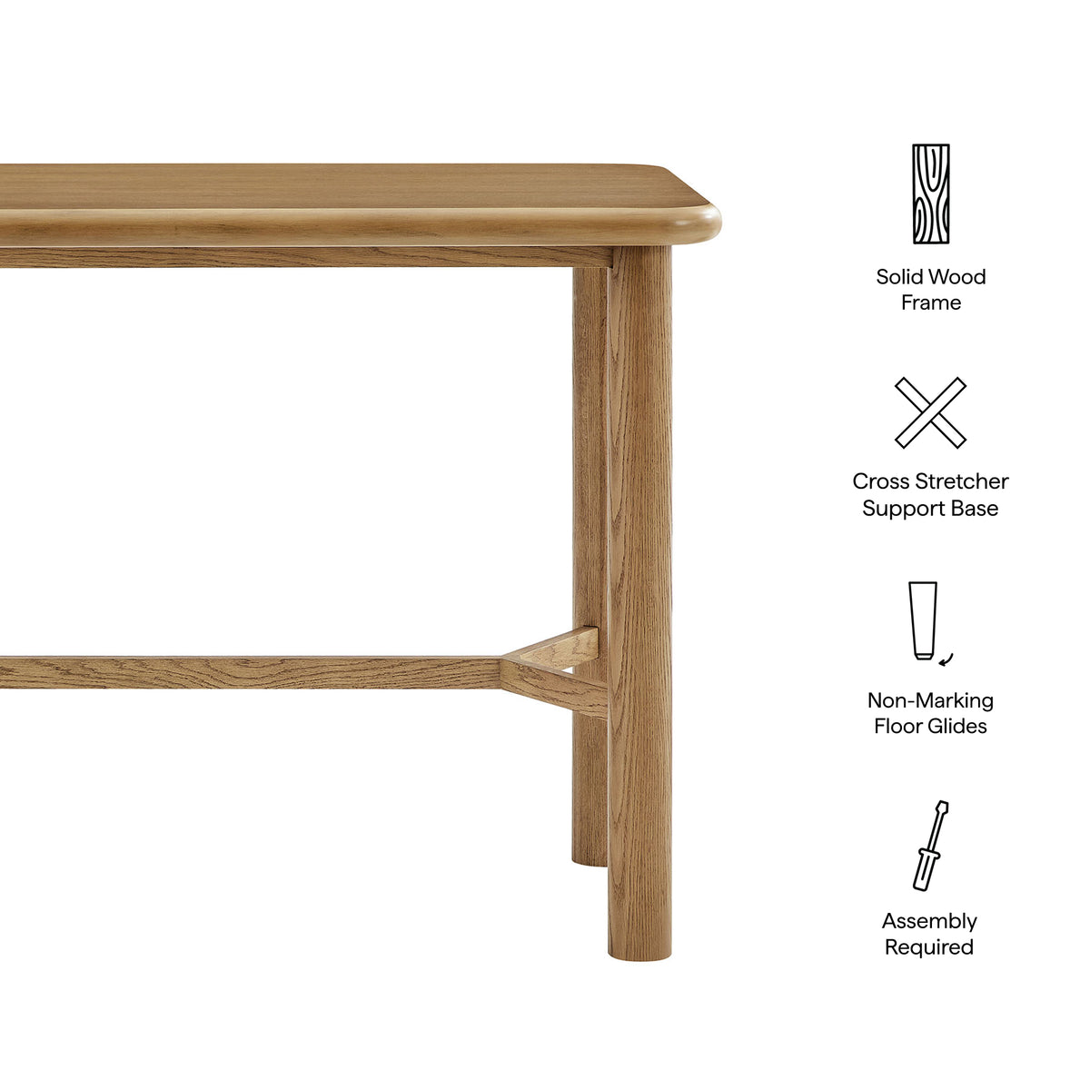 Alvia Rectangular 60" Oak Wood Bar Table - Weathered Oak