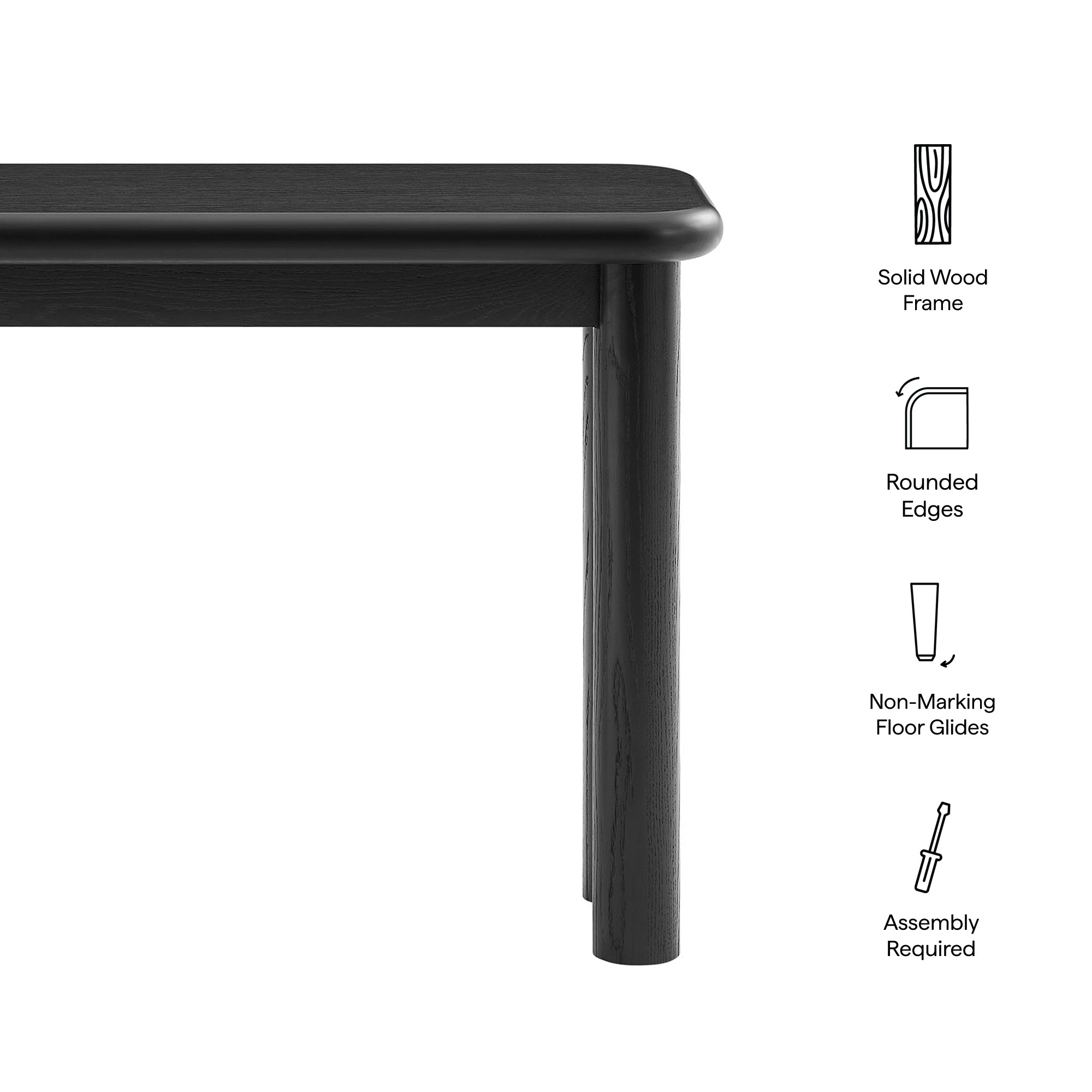 Alvia Oak Wood Console Table - Black