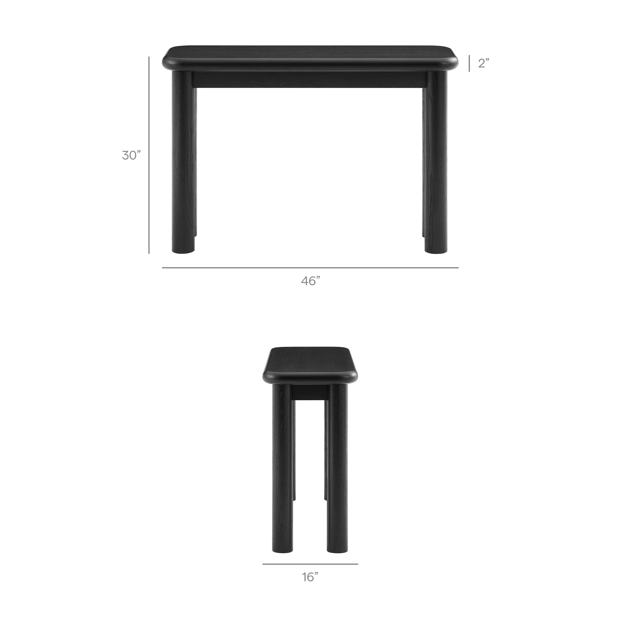 Alvia Oak Wood Console Table - Black