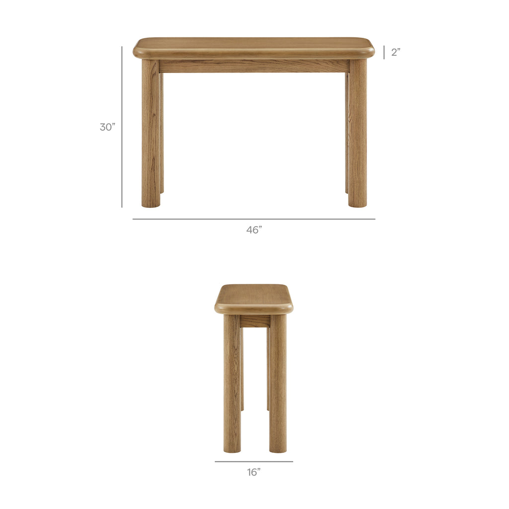 Alvia Oak Wood Console Table - Weathered Oak