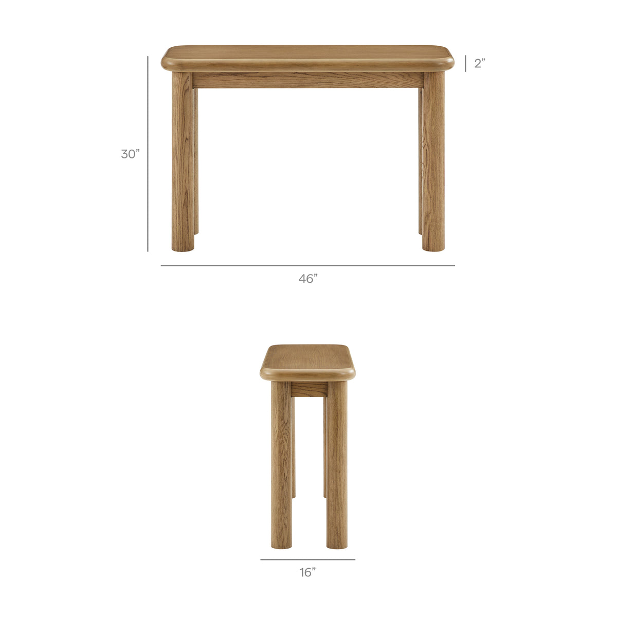 Alvia Oak Wood Console Table - Weathered Oak
