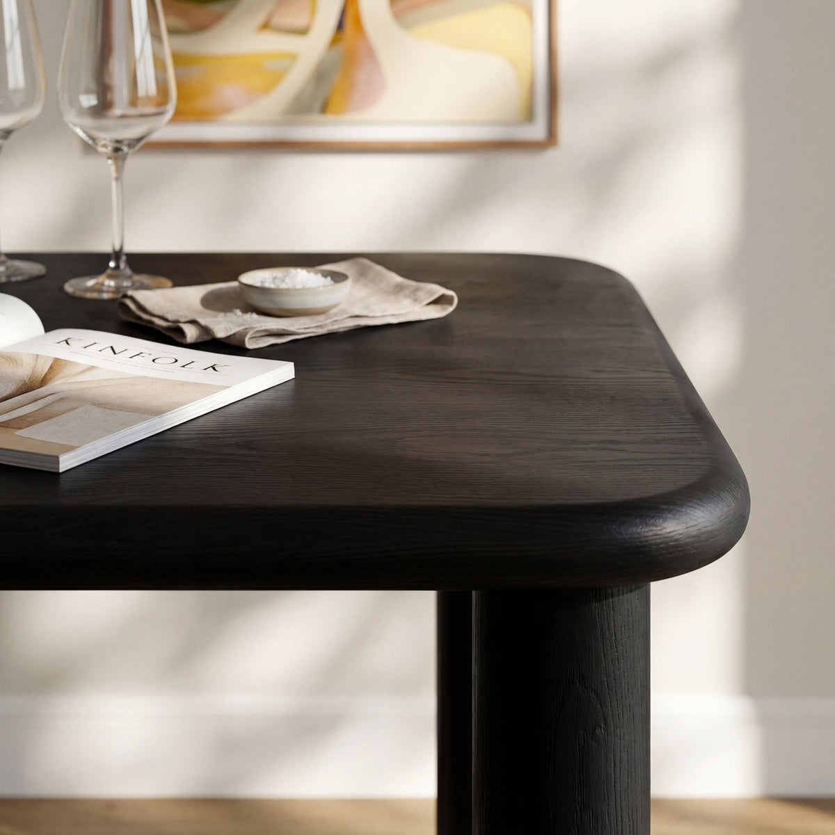 Alvia 72" Rectangular Oak Wood Dining Table - Black