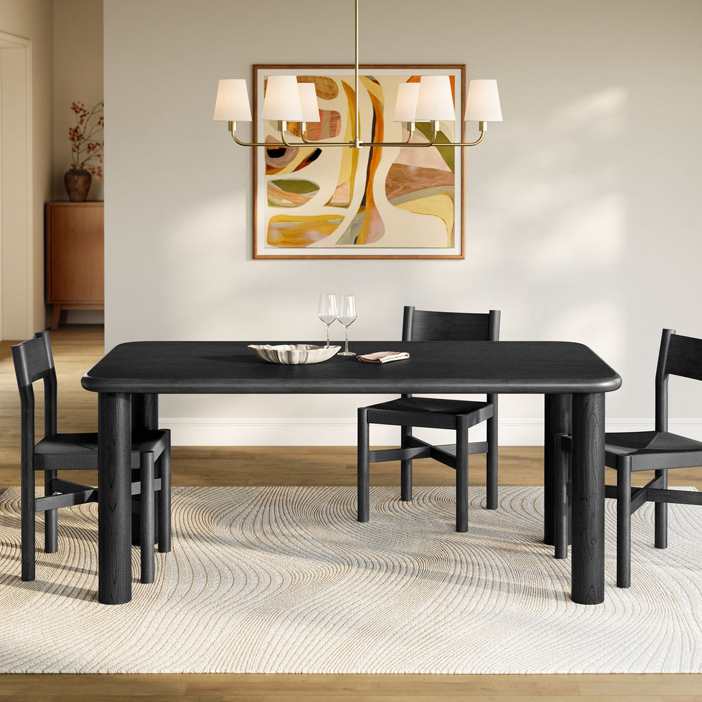 Alvia 72" Rectangular Oak Wood Dining Table - Black