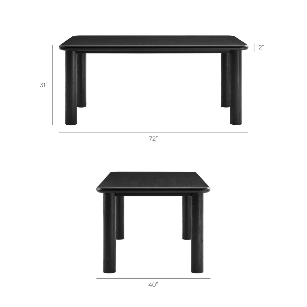 Alvia 72" Rectangular Oak Wood Dining Table - Black