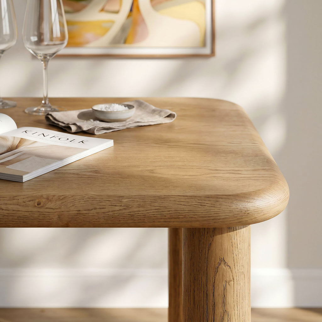 Alvia 72" Rectangular Oak Wood Dining Table - Weathered Oak