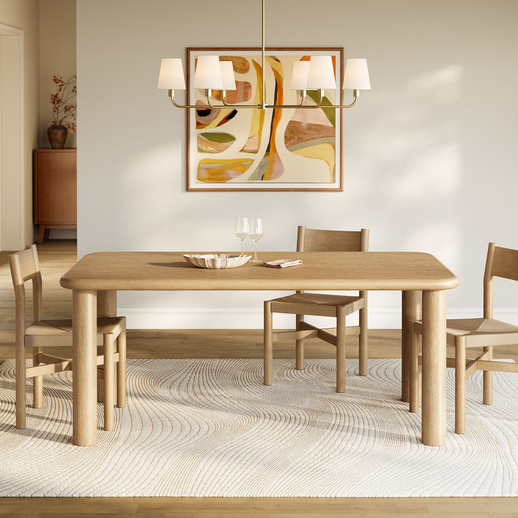 Alvia 72" Rectangular Oak Wood Dining Table - Weathered Oak