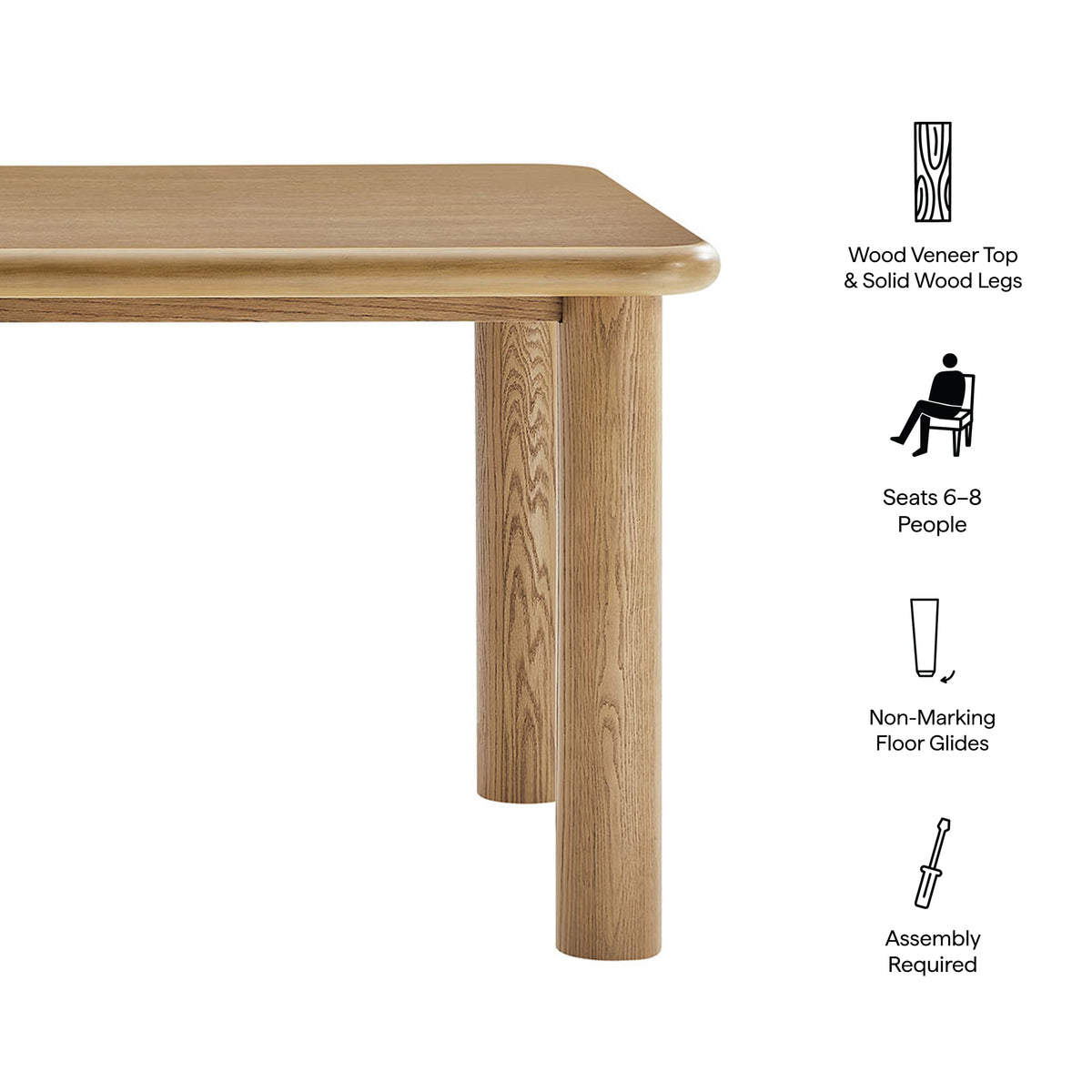 Alvia 72" Rectangular Oak Wood Dining Table - Weathered Oak