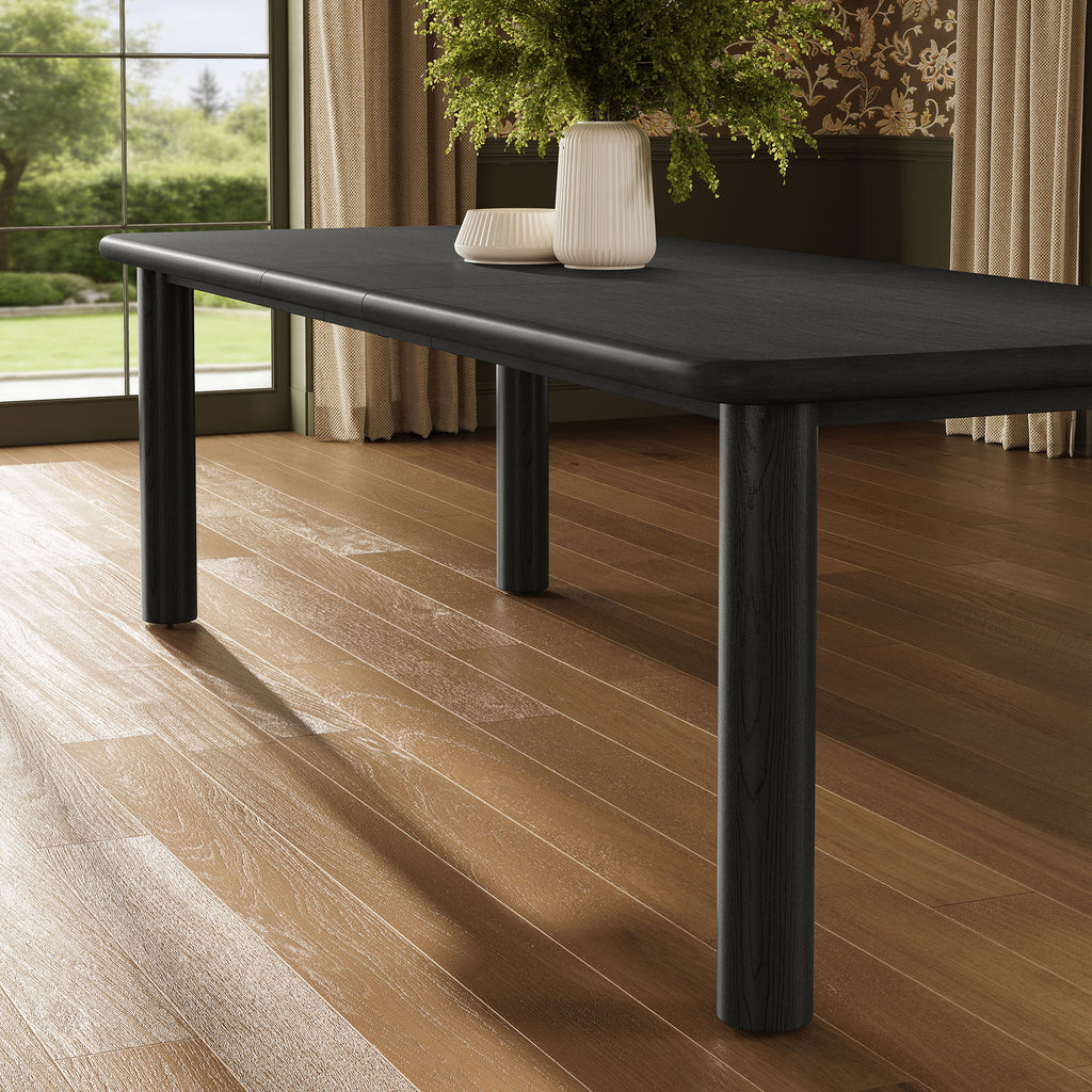 Alvia 86"-105" Extendable Rectangular Oak Wood Dining Table - Black