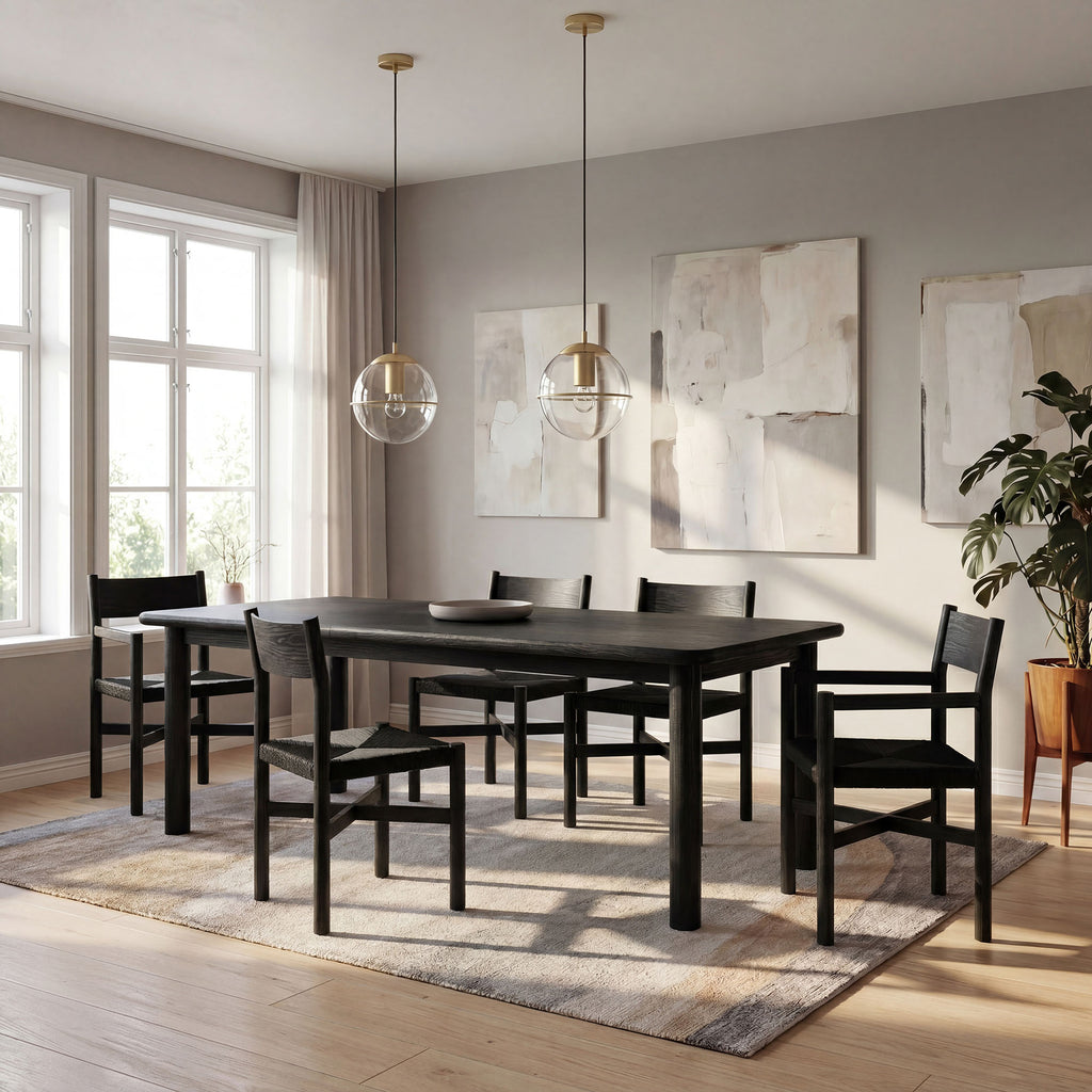 Alvia 86"-105" Extendable Rectangular Oak Wood Dining Table - Black