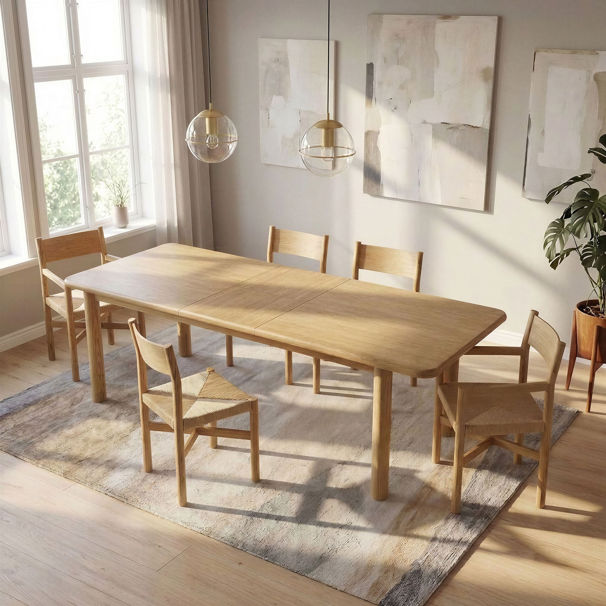 Alvia 86"-105" Extendable Rectangular Oak Wood Dining Table - Weathered Oak