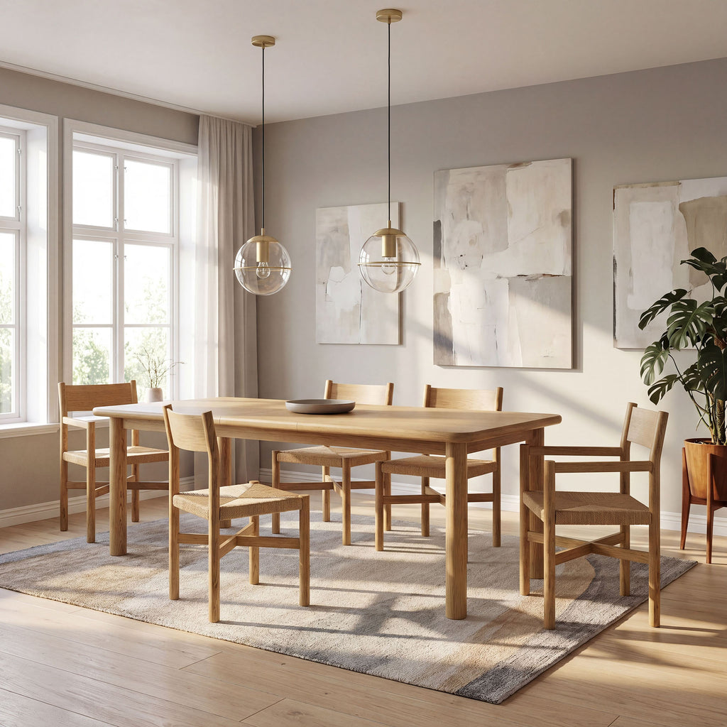 Alvia 86"-105" Extendable Rectangular Oak Wood Dining Table - Weathered Oak