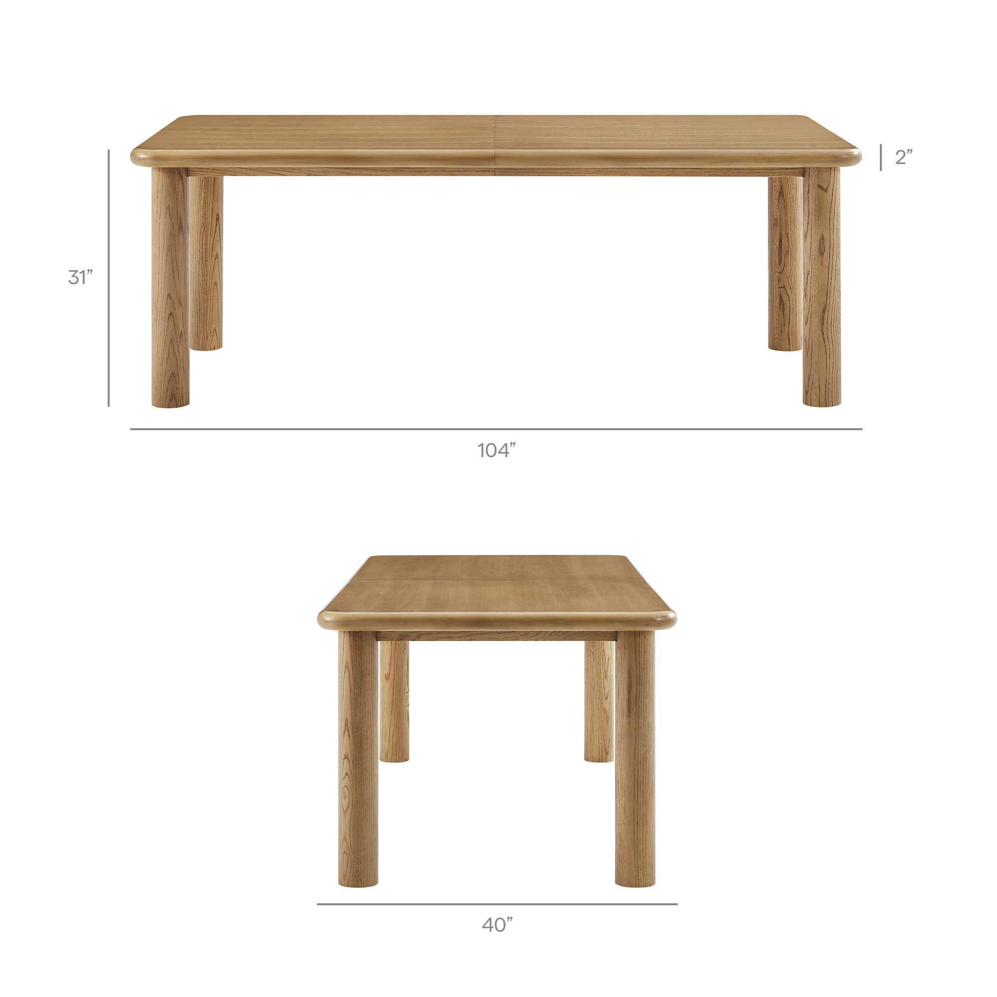 Alvia 86"-105" Extendable Rectangular Oak Wood Dining Table - Weathered Oak