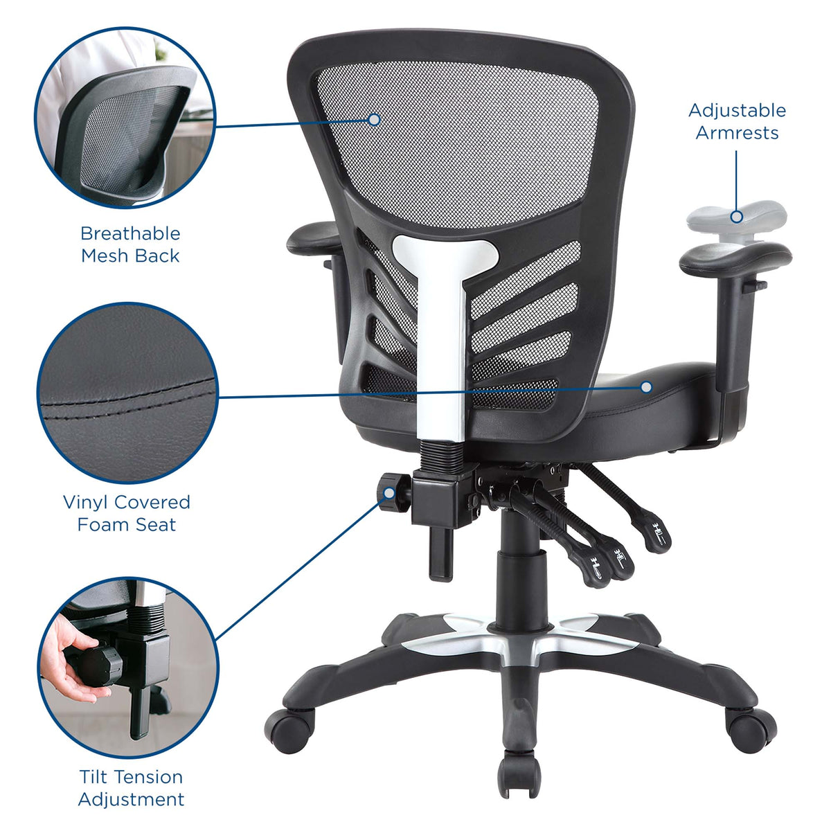 Articulate Vinyl Office Chair - Black